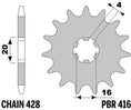 Bild in der Galerie öffnen, PBR Standard Stahlritzel vorne - 428 14 Zähne - 416 14 18NC