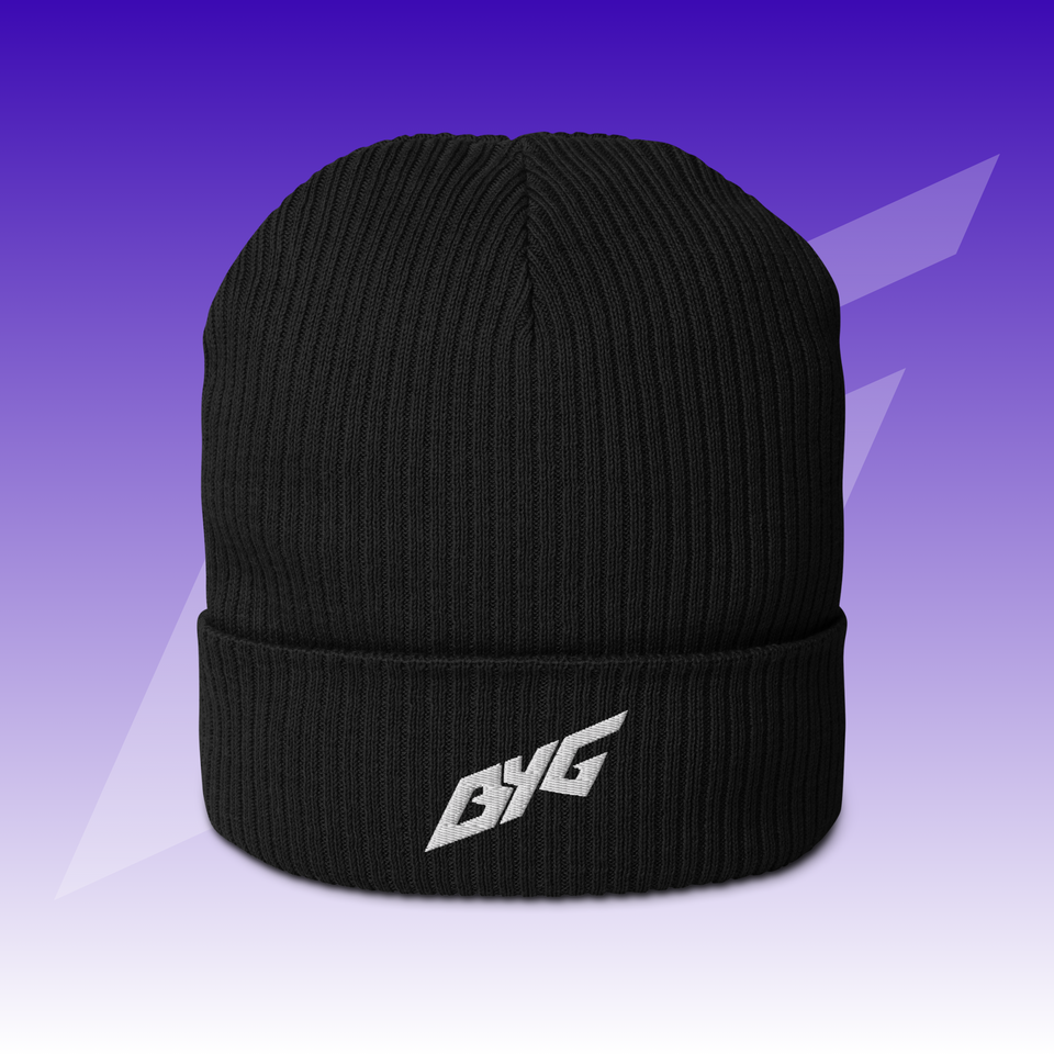 BYG Crew Ribbed Beanie Bio-Baumwolle Schwarz, Getragen-Look