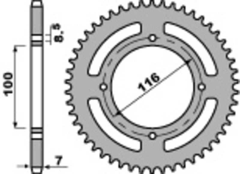PBR Kettenrad Stahl Standard - 428 - 467M 50 C45