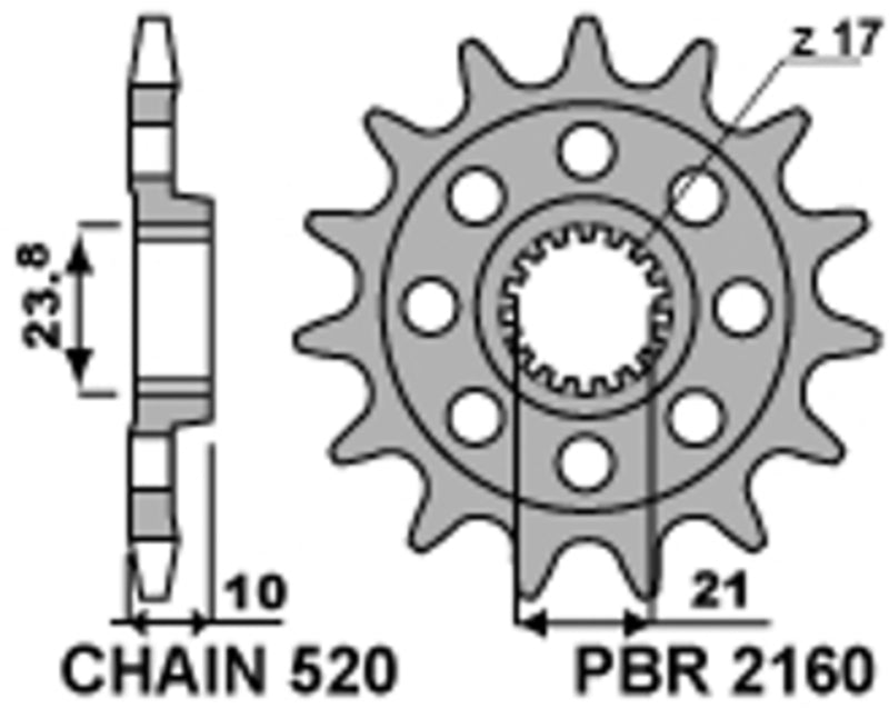 PBR Standard Stahlritzel vorne - 520 13 Zähne - 2160 13 18NC