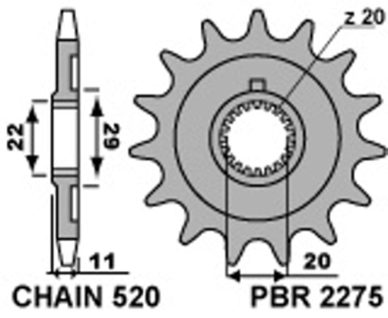 PBR Standard Stahlritzel vorne - 520 13 Zähne - 2275 13 18NC