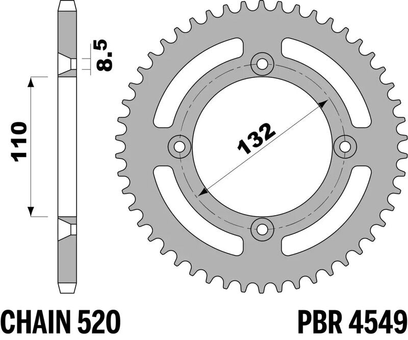 PBR Kettenrad Stahl Standard - 520 48 Zähne - 4549 48 C45