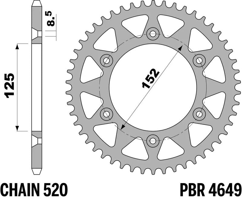 PBR Kettenrad Alu Standard - 520 49 Zähne - 4649 49 L