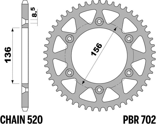 PBR Kettenrad Alu Standard - 520 50 Zähne - 702 50 L