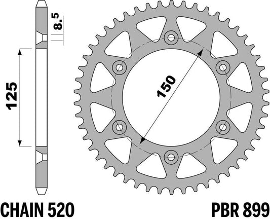 PBR Kettenrad Alu Standard - 520 45 Zähne - 899 45 L