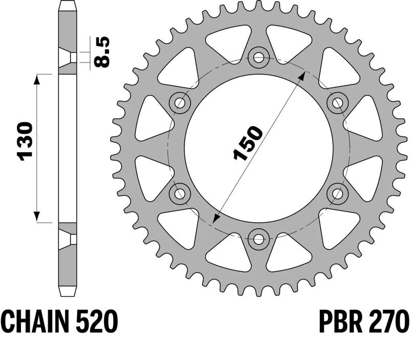 PBR Kettenrad Stahl Standard - 520 43 Zähne - 270 43 C45