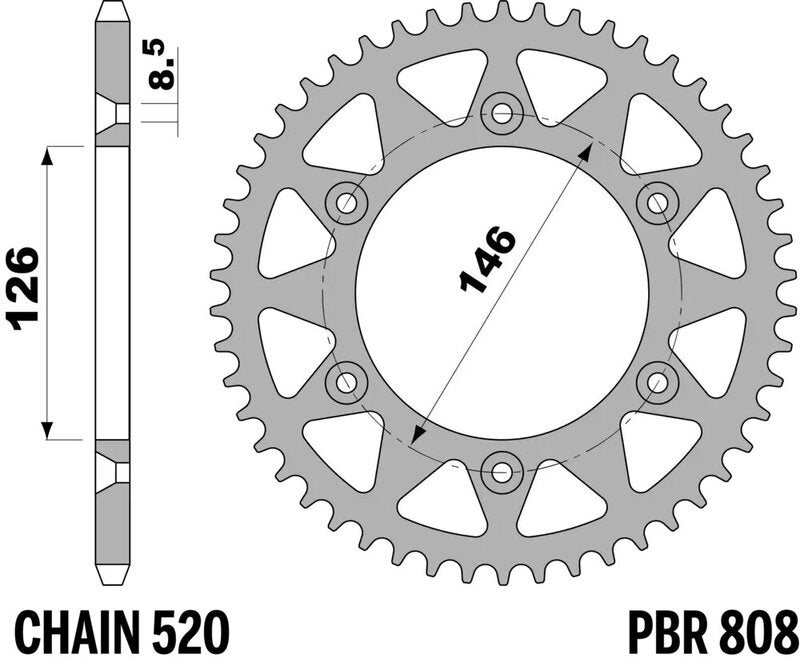 PBR Kettenrad Stahl Standard - 520 50 Zähne - 808 50 C45