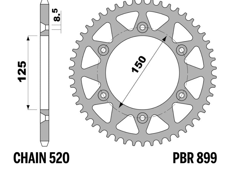 PBR Kettenrad Stahl Standard - 520 48 Zähne - 899 48 C45