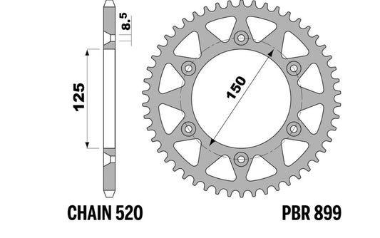 PBR Kettenrad Stahl Standard - 520 49 Zähne - 899 49 C45