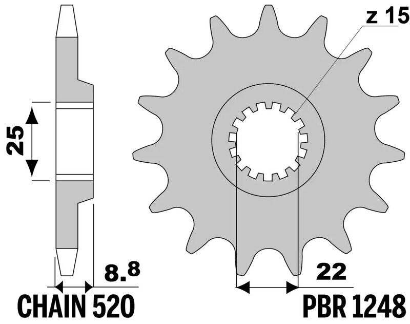 PBR Standard Stahlritzel vorne - 520 11 Zähne - 1248 11 18NC