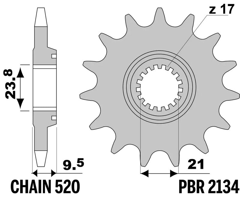 PBR Standard Stahlritzel vorne - 520 13 Zähne - 2134 13 18NC
