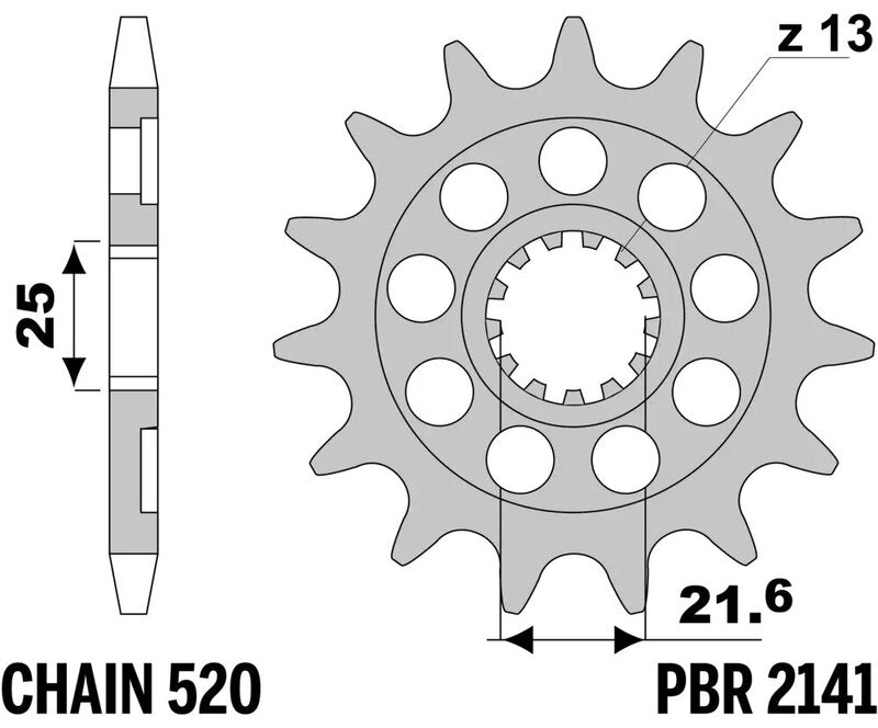 PBR Standard Stahlritzel vorne - 520 13 Zähne - 2141 13 18NC