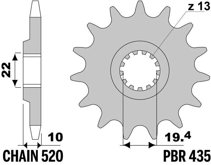 PBR Standard Stahlritzel vorne - 520 15 Zähne - 435 15 18NC