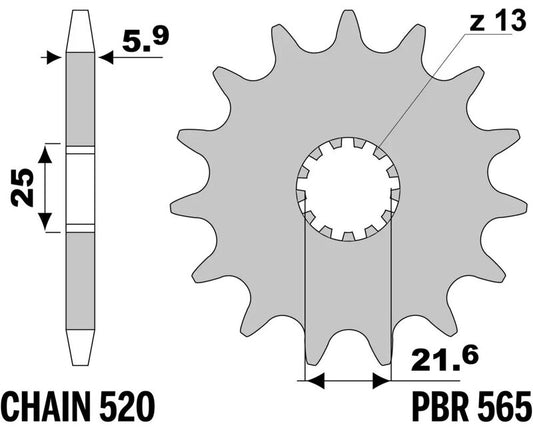 PBR Standard Stahlritzel vorne - 520 14 Zähne - 565 14 18NC