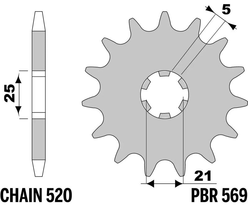 PBR Standard Stahlritzel vorne - 520 12 Zähne - 569 12 18NC
