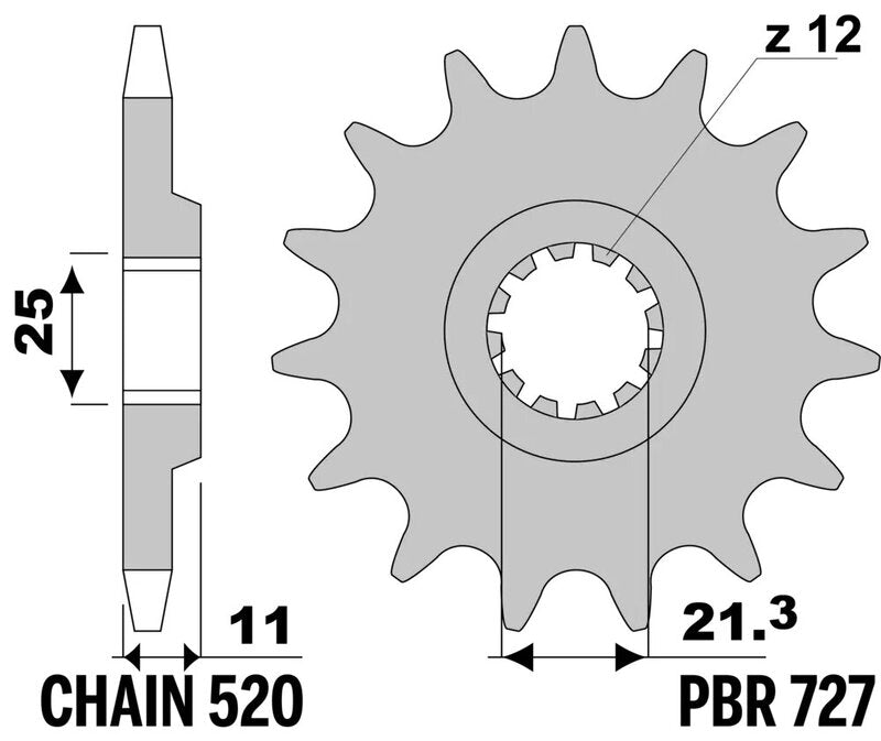 PBR Standard Stahlritzel vorne - 520 16 Zähne - 727 16 18NC