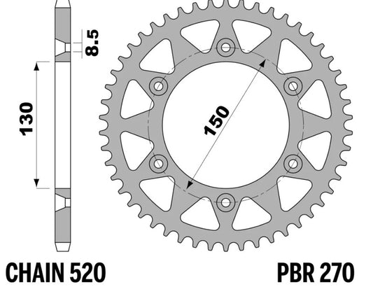 PBR Kettenrad Alu TwinColor - 520 48 Zähne - 270 48 TC4