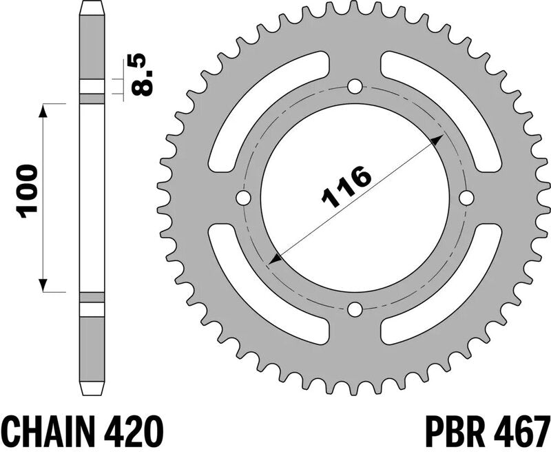 PBR Kettenrad Stahl Standard - 420 49 Zähne - 467 49 F