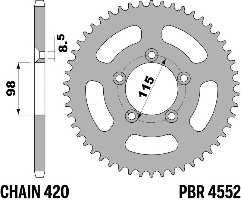 PBR Kettenrad Alu Standard - 420 49 Zähne - 4552 49 L