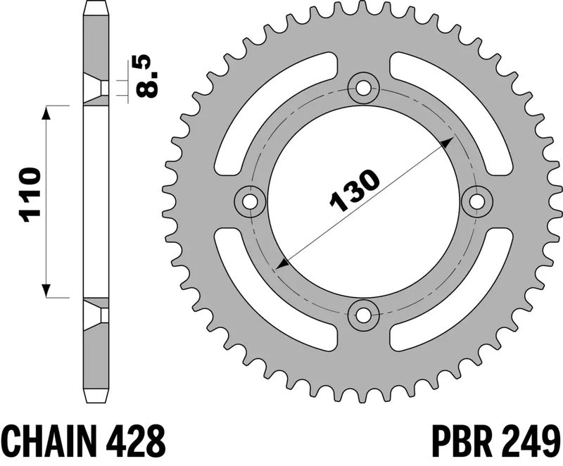 PBR Kettenrad Stahl Standard - 428 50 Zähne - 249 50 C45
