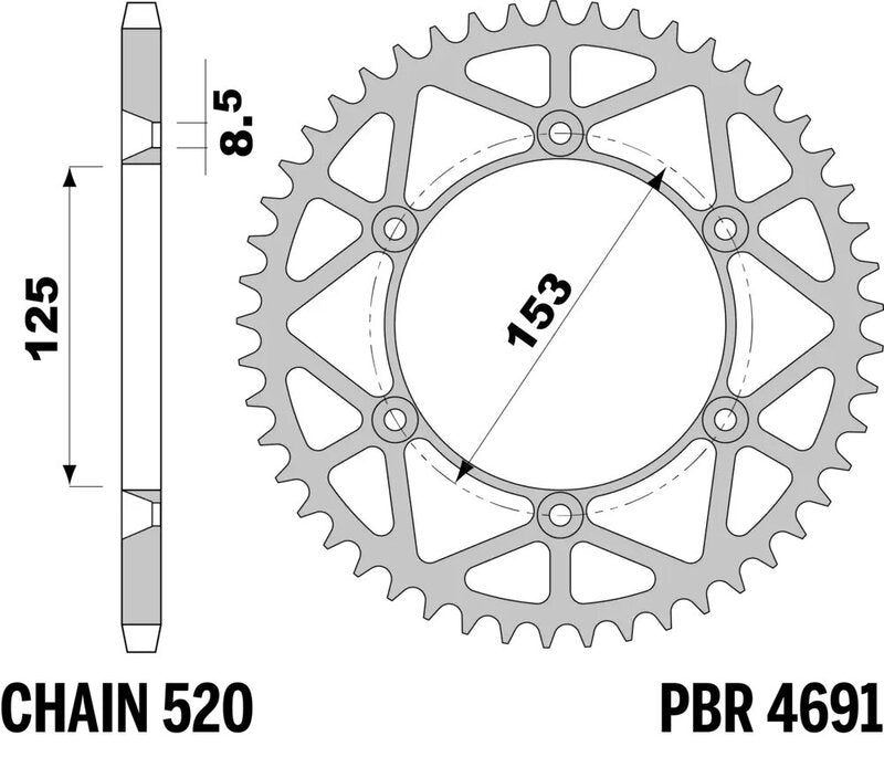 PBR Kettenrad Stahl ultraleicht - 520 51 Zähne - 289 51 CL