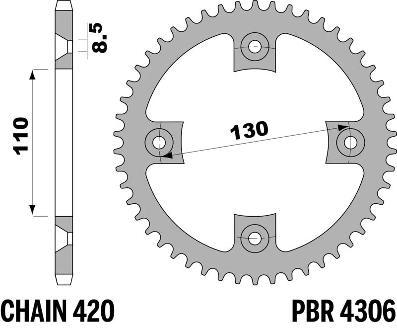 PBR Kettenrad Alu Standard - 420 56 Zähne - 4306 56 L