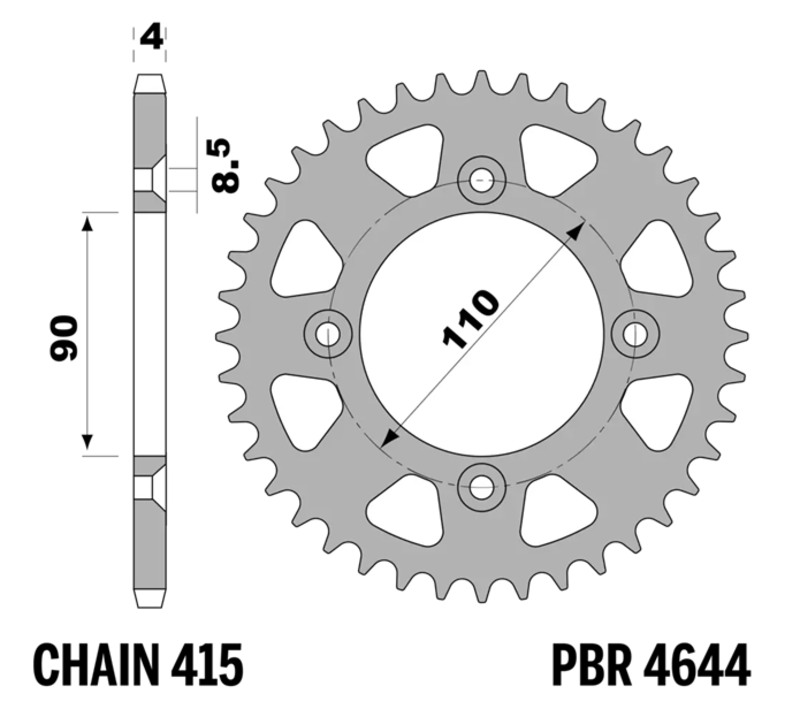 PBR Kettenrad Ultraleicht Alu - 415 40 Zähne - 4644 40 L