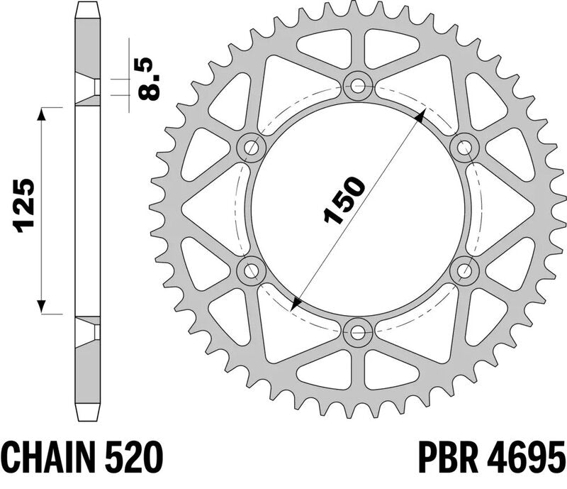PBR Kettenrad Stahl Ultra-Light - 520 50 Zähne - 899 50 CLT