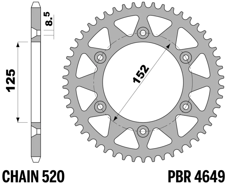 PBR Kettenrad Standard C45 Stahl - 520 50 Zähne - 4649 50 C45