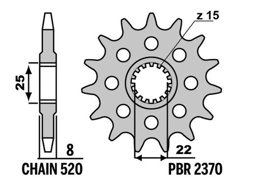 PBR Standard Stahlritzel vorne - 520 13 Zähne - 2370 13 18NC