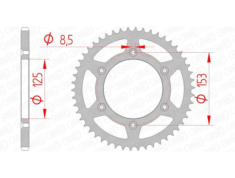 AFAM Kettenrad Stahl Standard - 520 49 Zähne für Honda CR 125 R