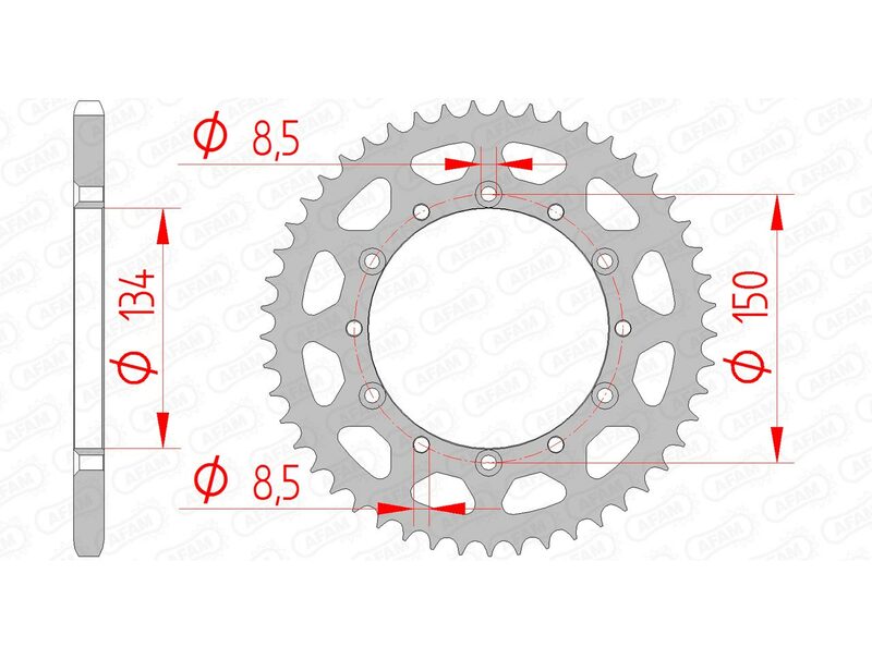 AFAM Kettenrad Stahl Standard - 520 49 Zähne für Kawasaki KX 125