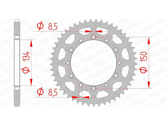 AFAM Kettenrad Stahl Standard - 520 49 Zähne für Kawasaki KX 125