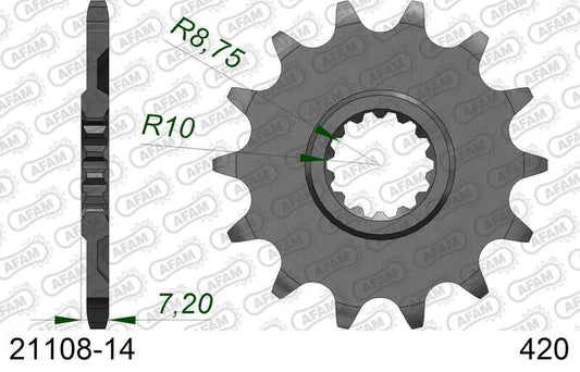 AFAM Stahl Standard Ritzel vorne - 420 14 Zähne für Yamaha YZ 65