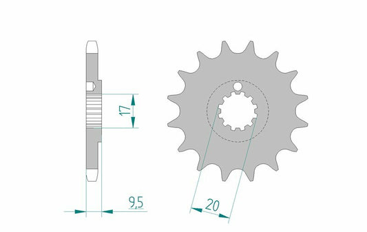 AFAM Stahl Standard Ritzel vorne - 428 14 Zähne für GasGas MC 85
