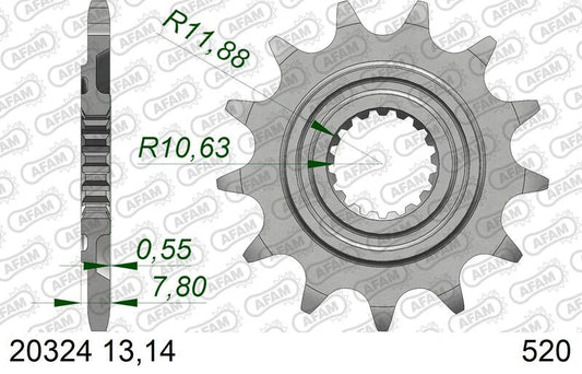 AFAM Stahl Standard Ritzel vorne - 520 13 Zähne für Honda CRF 250 R