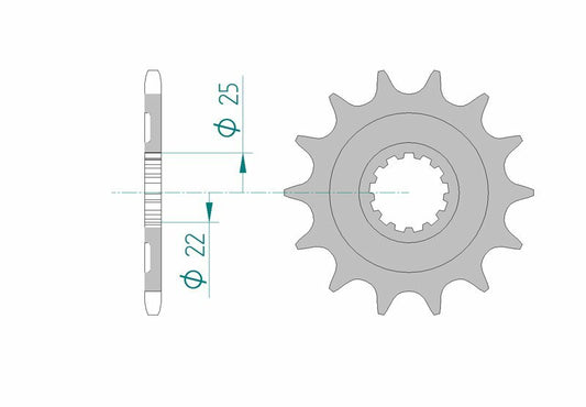 AFAM Stahl Standard Ritzel vorne - 520 13 Zähne für Kawasaki KX 450 F