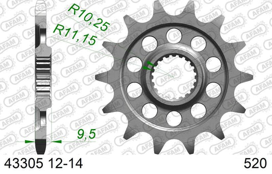 AFAM Stahl Standard Ritzel vorne - 520 13 Zähne für Sherco 250 SE