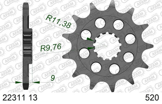 AFAM Stahl Standard Ritzel vorne - 520 13 Zähne für Suzuki RM-Z 250