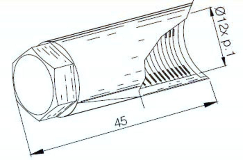 Buzzetti Kurbelwellen-Schutzschraube für Polradabzieher M12 x 1,00 mm / L=45 mm, Werkzeug