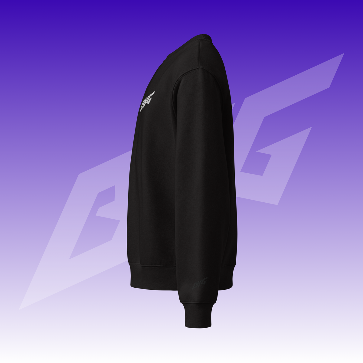BYG Crew Oversized Sweatshirt Heavyweight Schwarz, Seitenansicht links