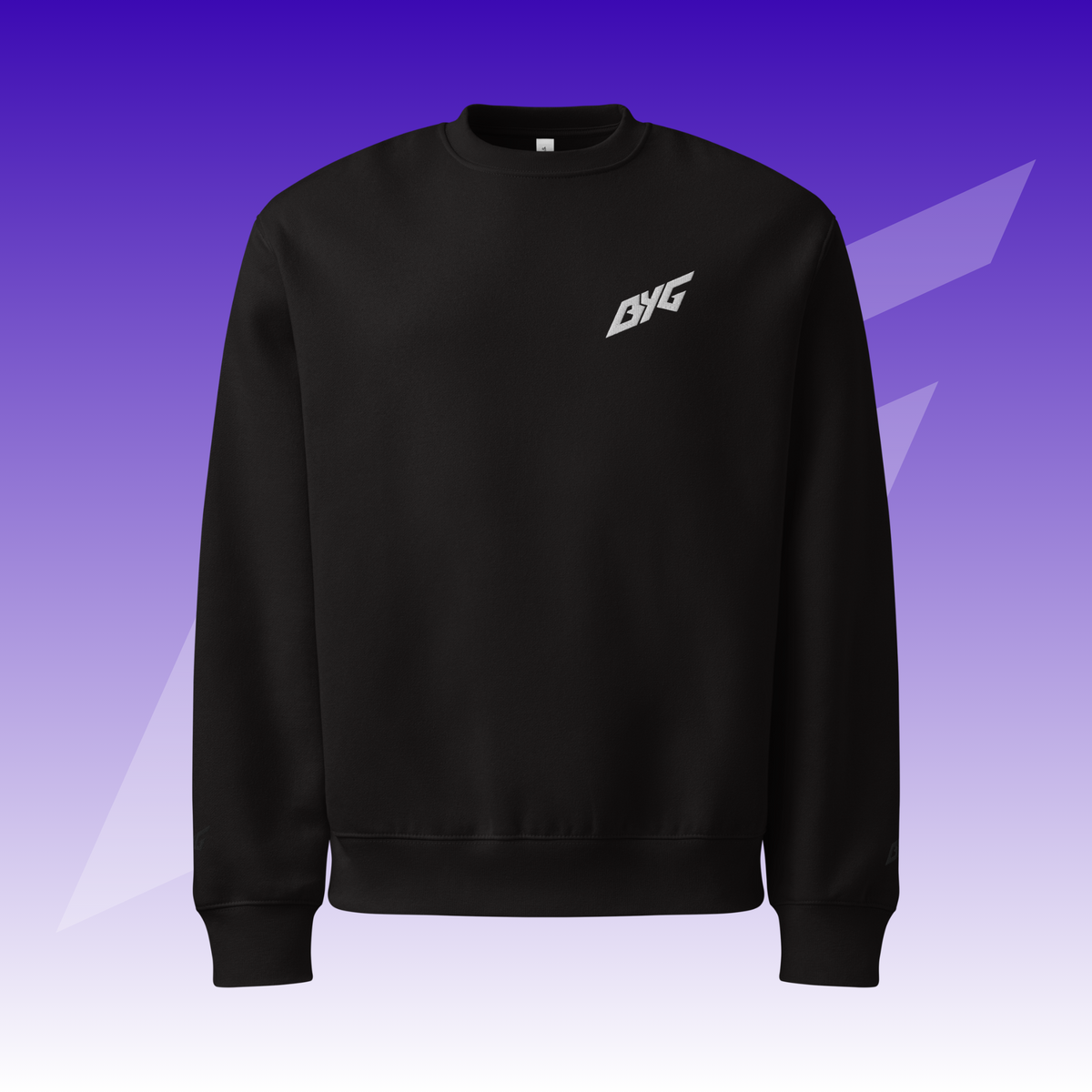 BYG Crew Oversized Sweatshirt Heavyweight Schwarz, Vorderansicht