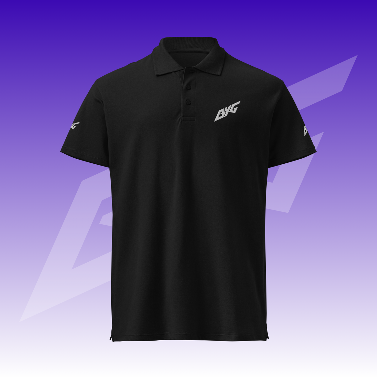 BYG Crew Piqué Polo Schwarz, Vorderansicht