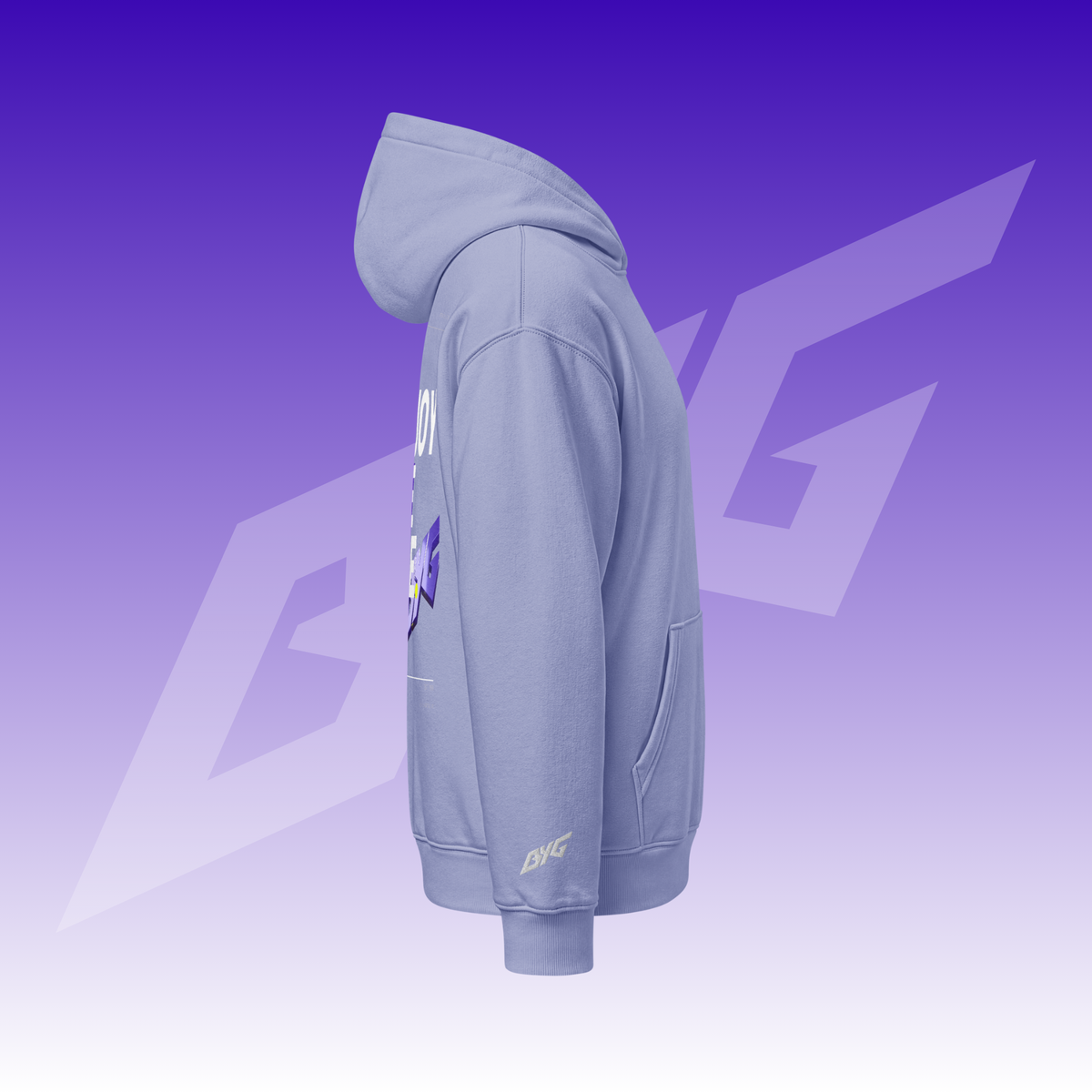 BYG Crew Relaxed Hoodie „Enjoy the Ride“ Violet, Seitenansicht rechts
