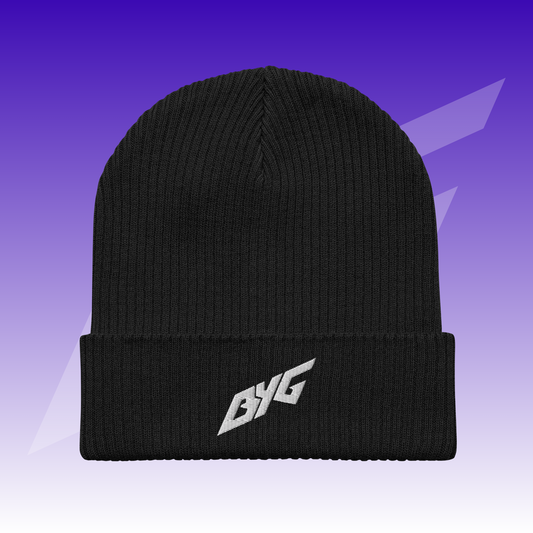 BYG Crew Ribbed Beanie Bio-Baumwolle Schwarz, Frontansicht