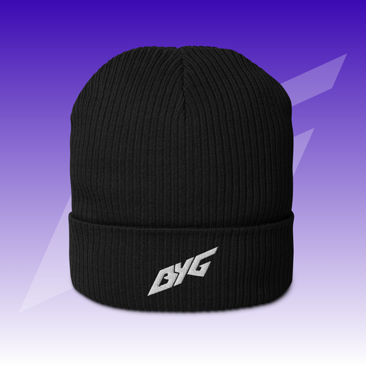 BYG Crew Ribbed Beanie Bio-Baumwolle Schwarz, Getragen-Look