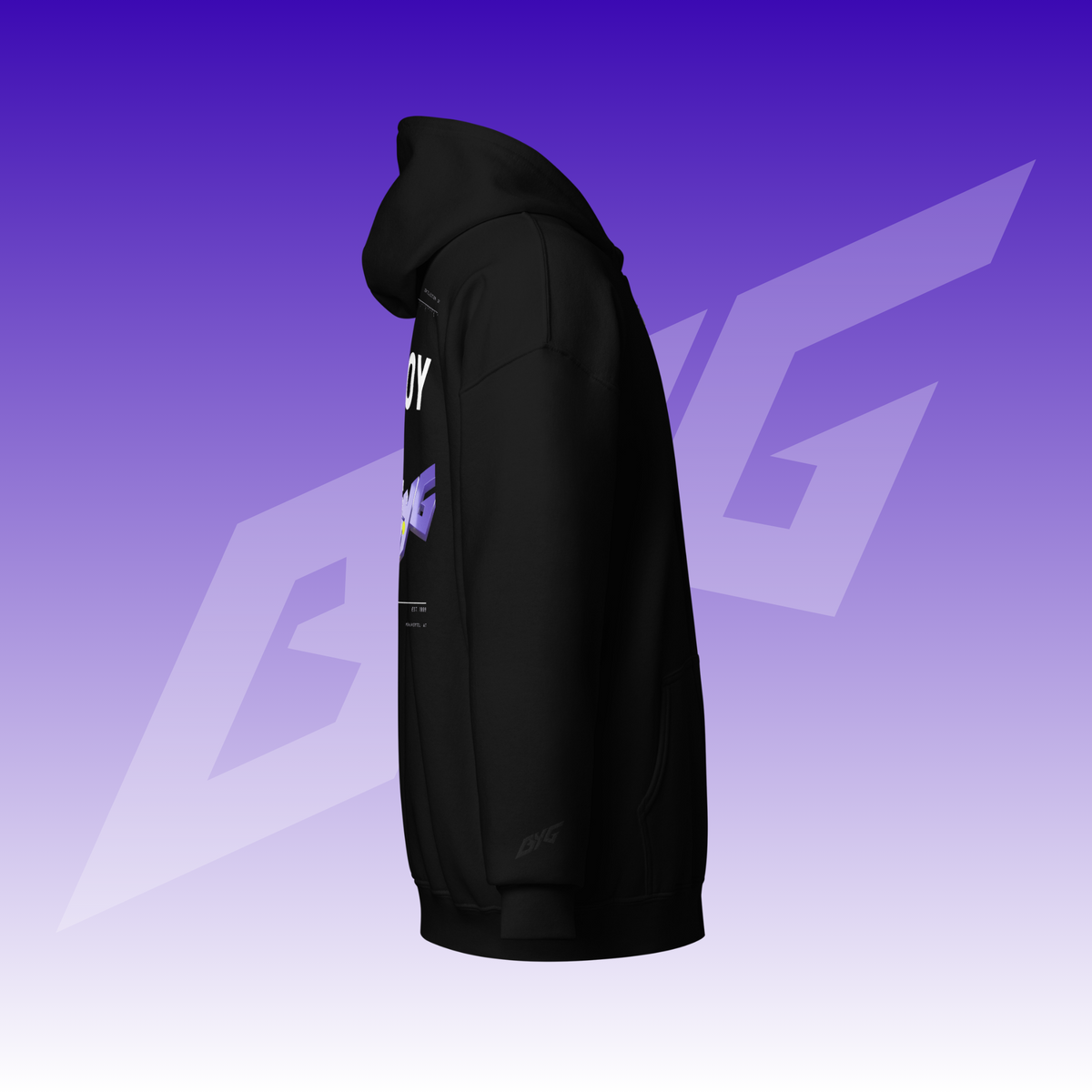 BYG Crew Zip Hoodie „Enjoy the Ride“ Schwarz, Seitenansicht rechts