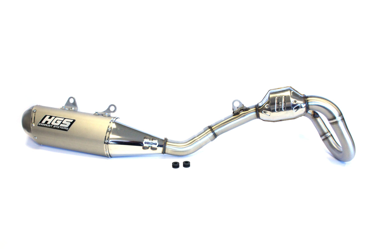 HGS Komplettanlage für KTM 250 SX-F 2023-2025, Edelstahl-Endkappe