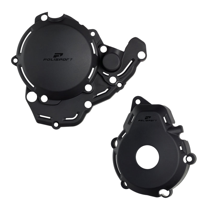 Polisport Motorabdeckungen Schutz-Kit Schwarz & Schwarz für GasGas EC 250 F, Motorschutz