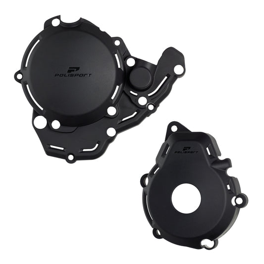 Polisport Motorabdeckungen Schutz-Kit Schwarz & Schwarz für GasGas EC 250 F, Motorschutz